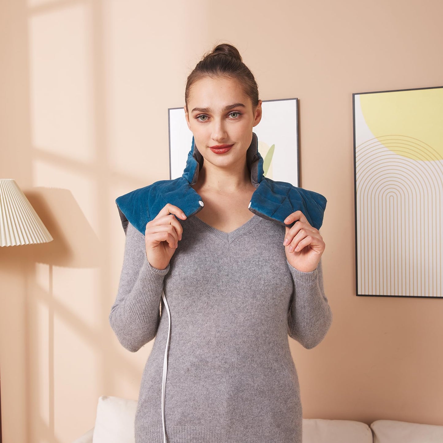 Ruqiji 17''x33'' XXXL King Size Heating Pad with 120 Minutes Auto Shut Off&6 Temperature Settings, Flannel Electric Heating Pad/Pain Relief for Back/Neck/Shoulders/Menstrual Pain/Leg Cramp (Dark Blue)