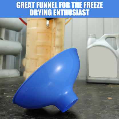 Vesici 2 Pack Extra Large Wide Mouth Funnel 2.5" x 10" Multi Purpose Filling Funnel Plastic Reusable for Water Softener Resin Tanks Carbon Media Jar Filling Use (Blue)