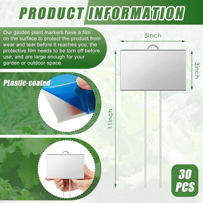 30 5'' 3'' 11'' Landhoow Pcs Large Garden Plant Markers Metal Plant Labels Sign x with Stake Weatherproof Waterproof