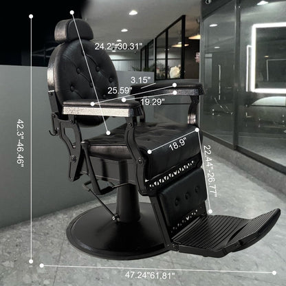 WINEDYOUNG Heavy Duty Vintage Recline Barber Chair All Purpose Reclining Salon Chair 360° Rotatable Barber Chair, Hydraulic with Headrest, Professional Salon Beauty Spa Shampoo Equipment