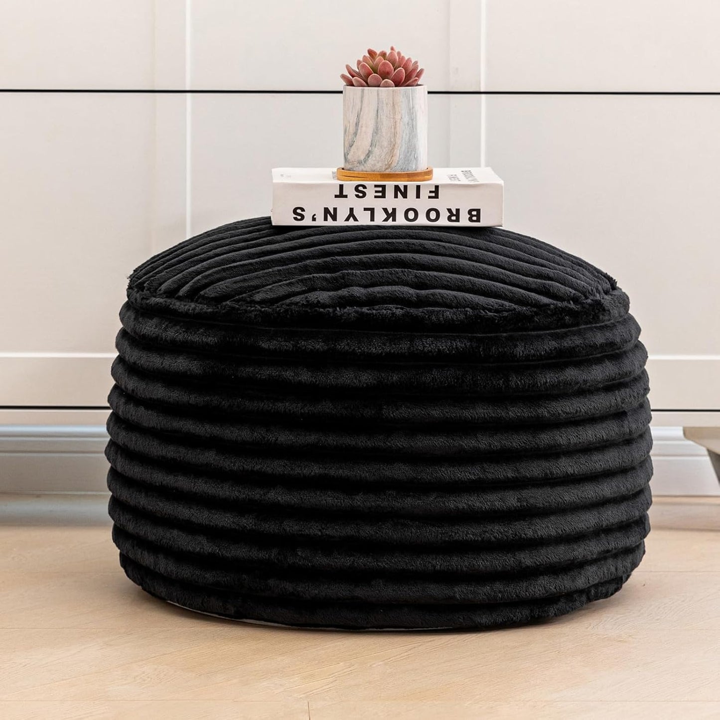 20x20x12 Inches Asuprui Pouf Ottoman Unstuffed Ottoman Foot Rest Floor Pouf Round Bean Bag Chair Foldable Floor Chair