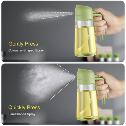 With Stickers 16oz Olive Oil Sprayer for Cooking - 2 in 1 Spray & Pour Olive Oil Dispenser - 470ml Glass Spray Oil Bottle - Kitchen Gadgets