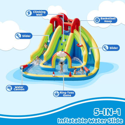 Sunswell Inflatable Water Slide, Blow Up Water Slides for Kids Backyard 6 in 1 Bounce House with 450w Blower, Water Park for Outdoor and Indoor, 15.68‘ x12.57'x86.68''
