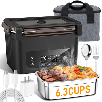 GALOKEO 2026 Upgraded Cordless Electric Lunch Box for Adults, 20,800mAh Rechargeable Heated Lunch Box with Even Heating, XL 6.3 Cup Self-Heating Lunch Box for Construction, Office & Travel
