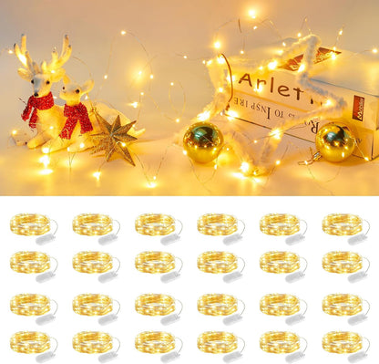 24 Pack 7 20 Brightown Fairy Lights Battery Operated String Lights - ft LED Mini String Lights Waterproof Silver Wire
