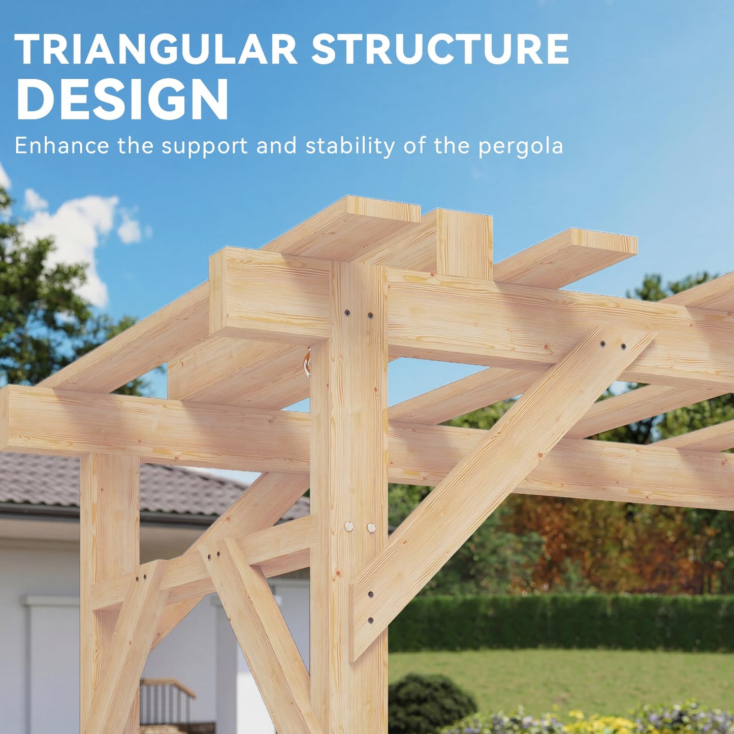 Aoxun Cedar Wood Outdoor Pergola Swing Bench, Porch Swing with Stand, 3-Seat Hammock Patio Swing Set with Canopy，Metal Chains for Backyard, Garden, Natural