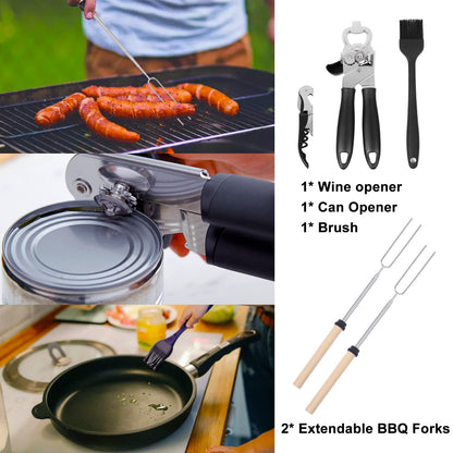 35-Piece Camping Kitchen Utensil Set – Portable Outdoor Cooking Utensils for Camping, RV, Backpacking & BBQ | Complete Camp Kitchen Gear Set with Carry Bag, Grilling Tools & Cooking Accessories