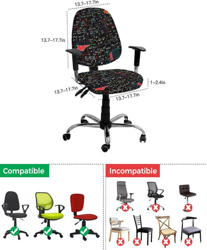 Office Chair Cover Education Protective Stretchable Universal Computer Chair Covers, Math Formula Doodle Slipcover