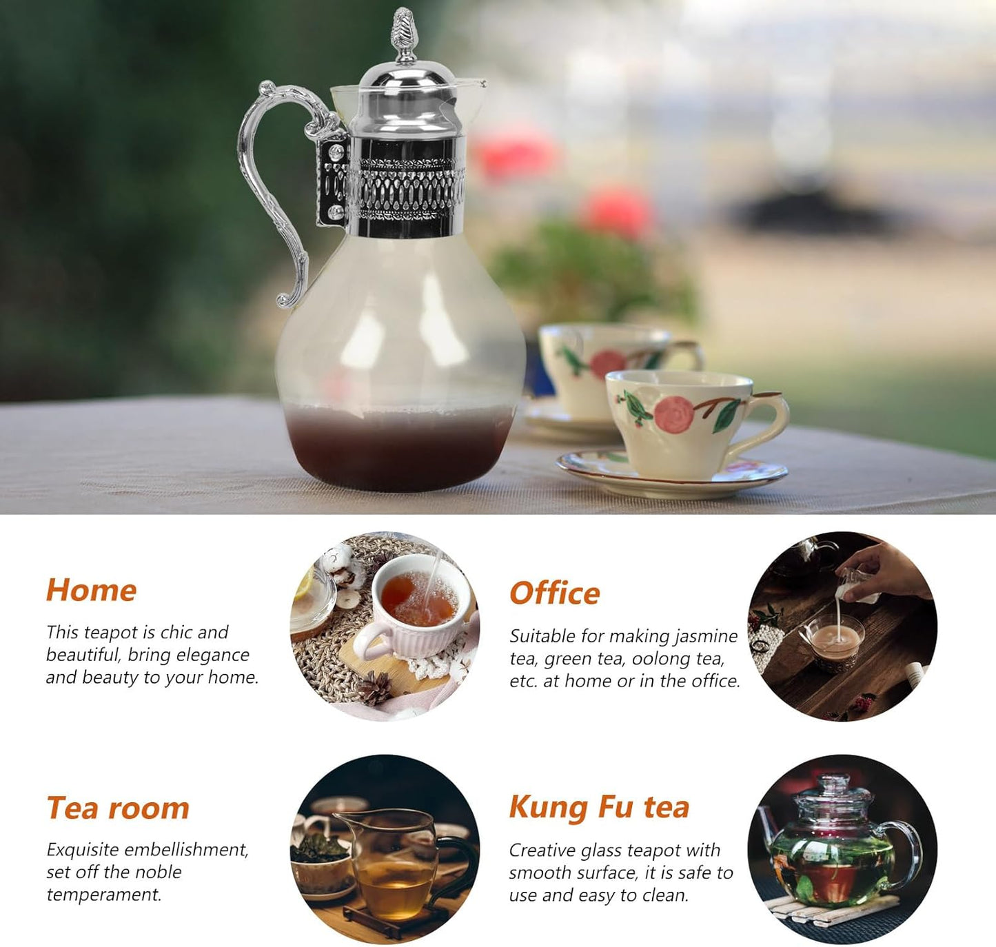 Gadpiparty Heated Coffee Pot, Turkish Coffee Machine, Ceramic Teapot, Glass Water Kettle