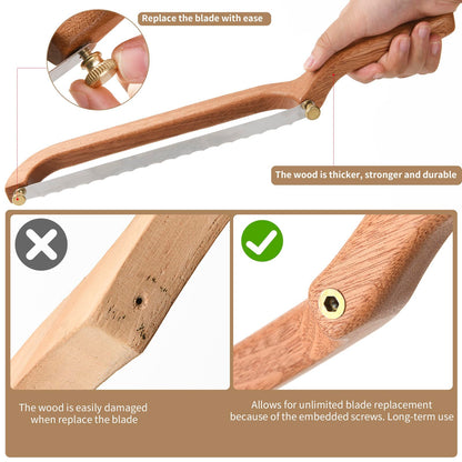 Uprichya Bread Knife for Homemade Bread Sourdough, Serrated Bread Slicer & Bread Bow Knife with Ergonomic Grip for Easy, Clean & Even Slicing
