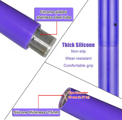 Portable Spinning Dance Pole - Purple Silicone, Adjustable 7.5-9.8 ft Stripper Pole for Home, Professional & Beginner Use, Perfect for Parties & Clubs, Complete Kit