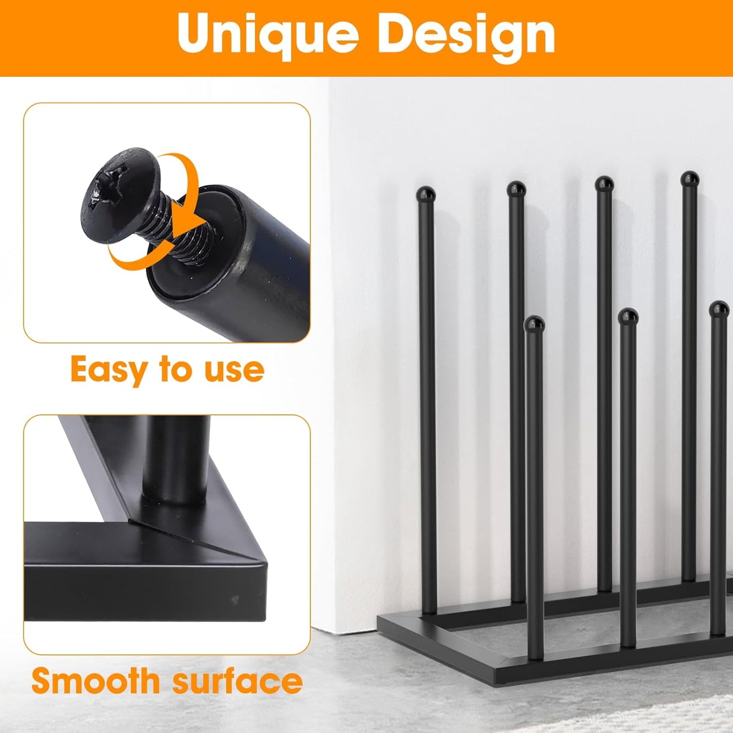 6 Closet, (Black-6pairs) Urban Deco Free Standing Shoe Racks, Boot Organizer for Tall Boots, Black Metal Boot Rack Fit