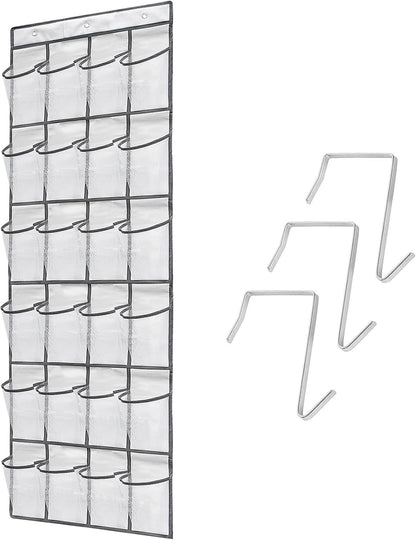 24 Closets 3Hooks, (66"x 19") Over the Door Shoe Organizer, Large Breathable Mesh Pockets, Space Saving Hanging Storage
