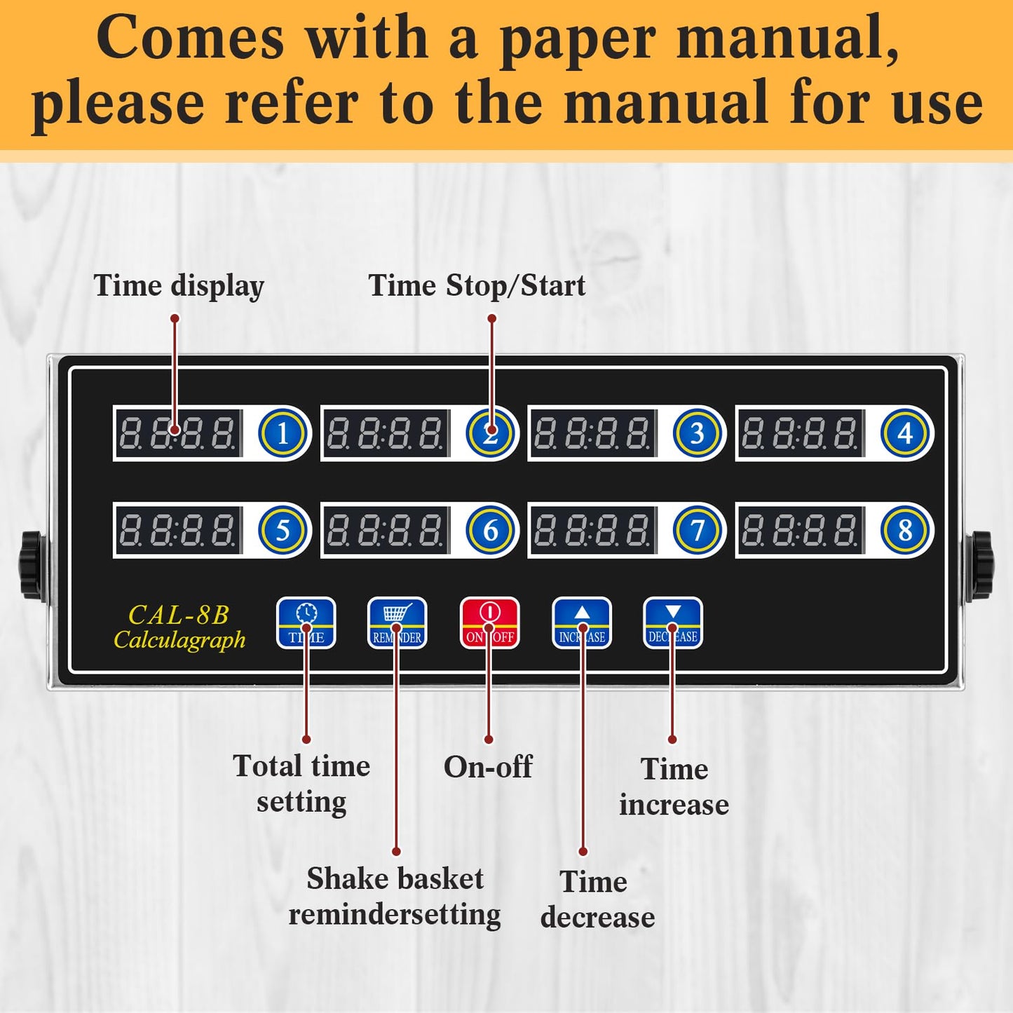 Relaxweex 1 Pack Commercial 8 Channel Digital Kitchen Timer, Multi-Countdown Timer with Loud Alarm & Large LCD Display, Wall Mount or Countertop for Restaurant, Fry Station, Baking & Lab Use