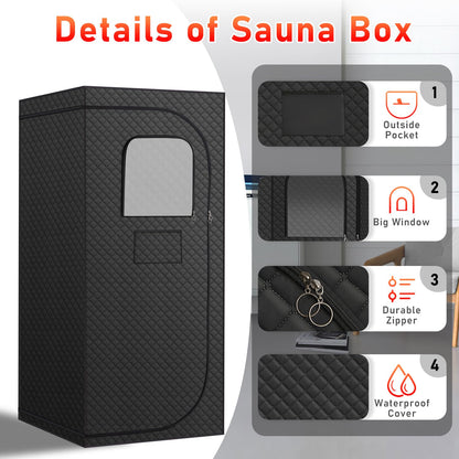 Fulove Portable Infrared Sauna Room, Dry Sauna Tent for Detoxification and Relaxation with Red Light Therapy and Folding Chair, 9 Levels, 32″×35″×71″