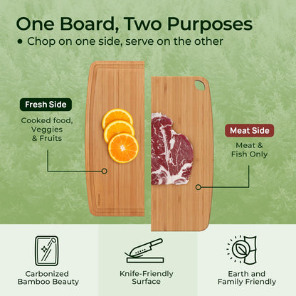Keechee Dishwasher Safe Bamboo Cutting Board, Lightweight & Durable Wood Cutting Board, Reversible with Juice Groove, Easy to Store & Clean, Ideal Kitchen Gift for Home Cooks