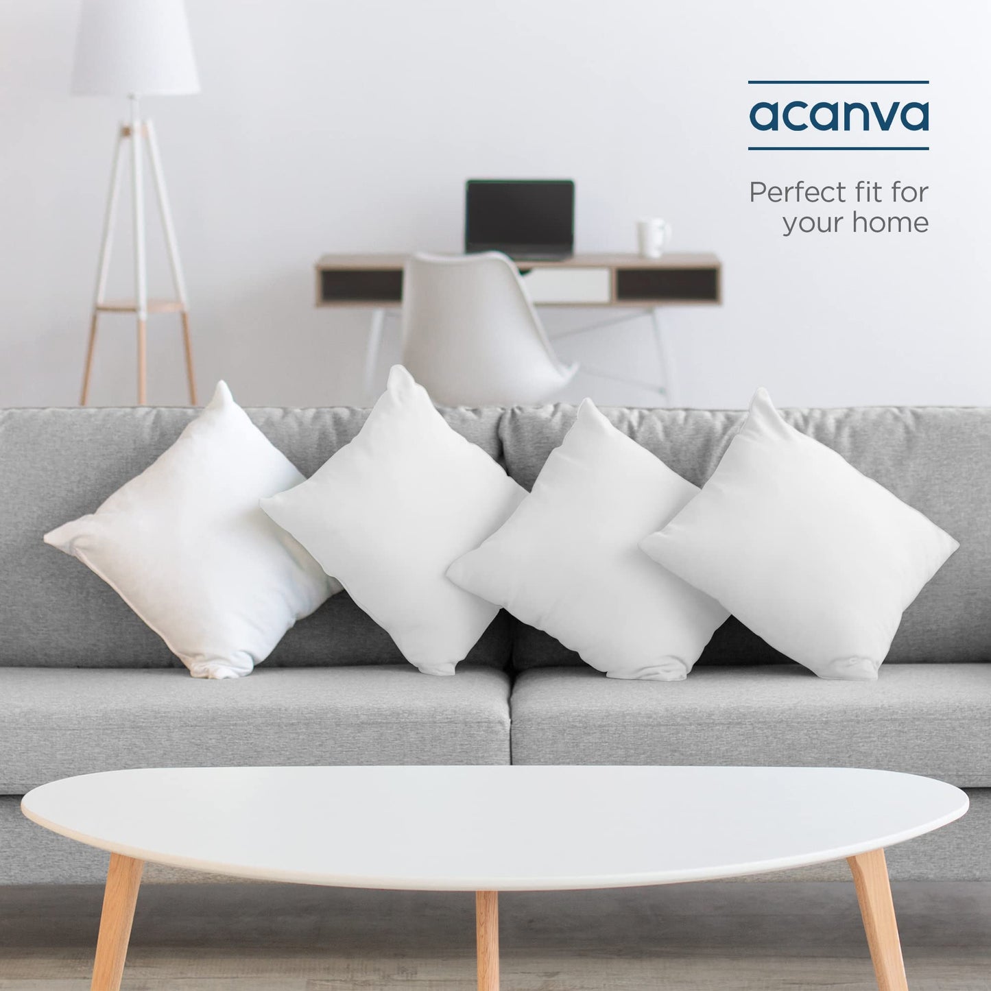 Acanva Throw Pillow Inserts for Bed Couch Sofa, Ultra Soft Polyester Filling for Decorative Cushion Square Sham Form, 18"x18"-4 Pack, White 4 Count