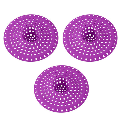 Bathtub Drain Hair Catcher,Tub Shower Drain Hair Trap/Strainer,3PCS Silicone Collapsible Tub Hair Catcher Drain Protector Designed for 1.47" to 1.75'' Regular Drains(Dark Gray)