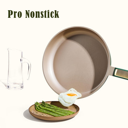 CAROTE 9.5'' and 11'' Nonstick Frying Pans Skillet, NonStick Fry Pan Egg Pan Omelet Pans,Healthy & PFOA Free, Induction-Compatible, Dishwasher Safe & Includes Silicone Spatula，Green