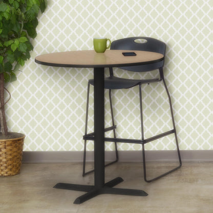 Regency Cain Medium 36 in. Round X-Base Cafe Table- Noble Oak