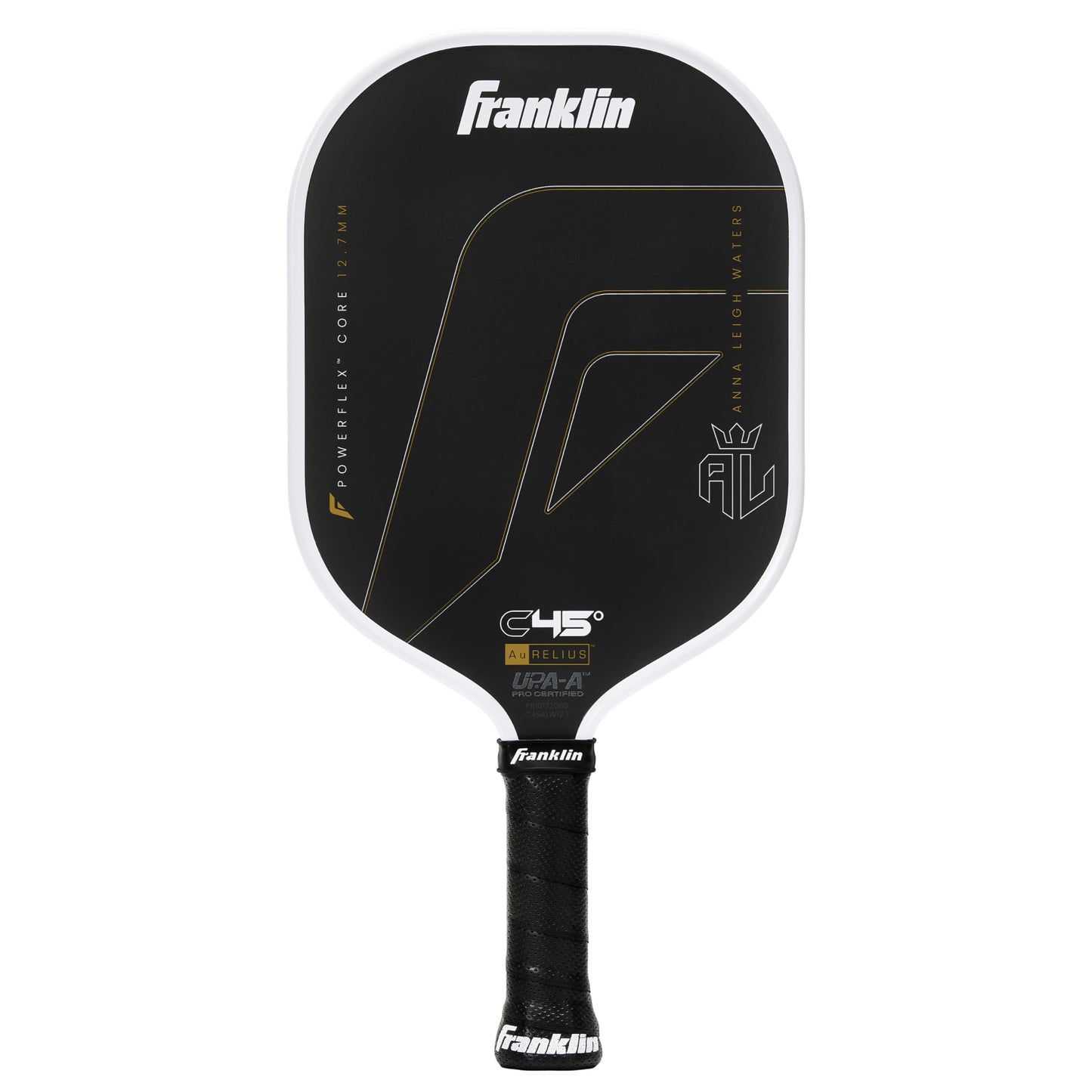 Franklin Sports PRO Pickleball Paddles – C45 Carbon Fiber Series - Official USAP + UPA Approved Pickleball Paddle - Aurelius 12.7mm Polymer Core - Official Shape of Anna Leigh Waters - Black/White