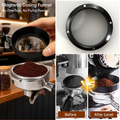 YAQUHO 9 Pcs Espresso Accessories Kit, 51mm Espresso Tamper Tools, with Wooden Espresso Tamping Station, Distributor, Stirrer, Dosing Funnel,Puck Screen, Brush, Latte Art Pen and Decorative Stencils