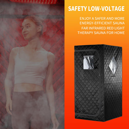 iDOTODO Infrared Red Light Therapy Sauna, Portable Steam and Infrared Sauna for Home, Full Body Sauna Tent for Relaxation, Large Infrared Sauna Box with 660nm Red Light, 3L&1100W Sauna Steamer