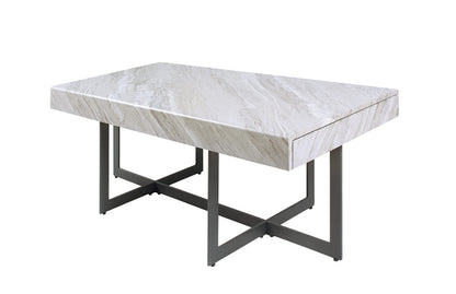 Furniture of America Willy Modern Storage Faux Marble Top 3-Piece Coffee, End and Sofa Table Set for Living Room, Gray