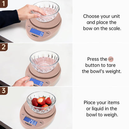 Small Digital Kitchen Scale Food -11lb/5kg Kitchen Weight Scale with LCD Display for Weight Loss, Sourdough Bread, Baking, Cooking, Keto and Meal Prep, 1g Precision, Batteries Included, Pink