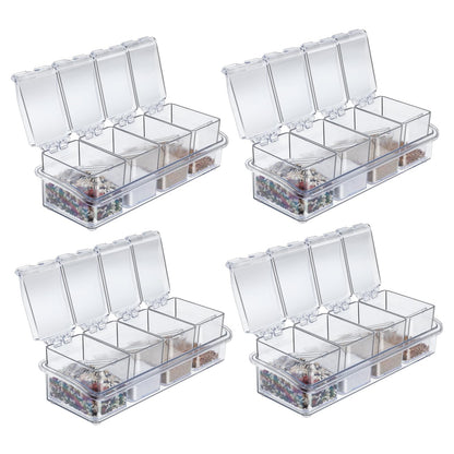 Tobeelec 4 Pcs Clear Seasoning Box with Spoon, 16 Pcs Kitchen Seasoning Spice Pots Acrylic Spice Storage Containers Condiment Jars Clear Spice Jars with Cover for Salt Candy Cruet Sugar