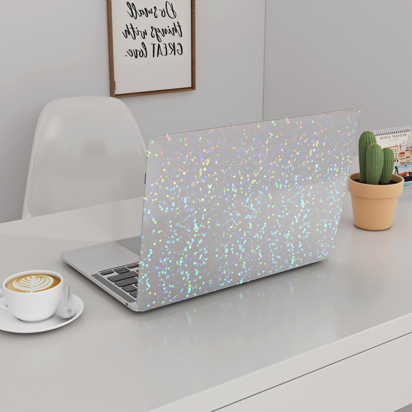 Yenhome 17.7"X10ft Holographic Sticker Paper with Micro Dots vinyl roll Self-Adhesive Laminating Roll Iridescent Reflective laminating sheets waterproof Holographic paper for DIY Craft Home Decor Film