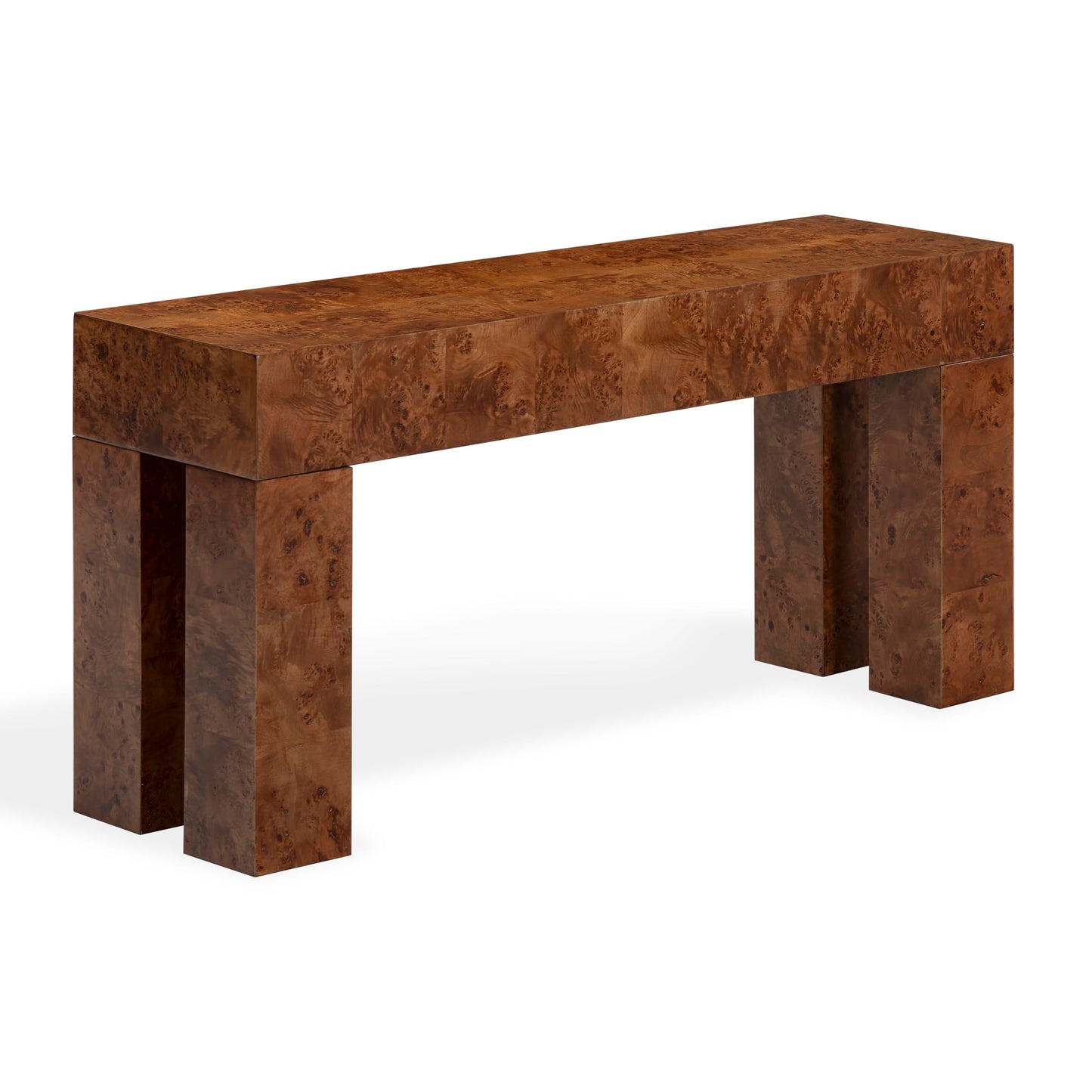 SAFAVIEH Couture Collection – Betharose Walnut Burl Wood Console Table, Modern Entryway & Living Room Accent (SFV2221A)