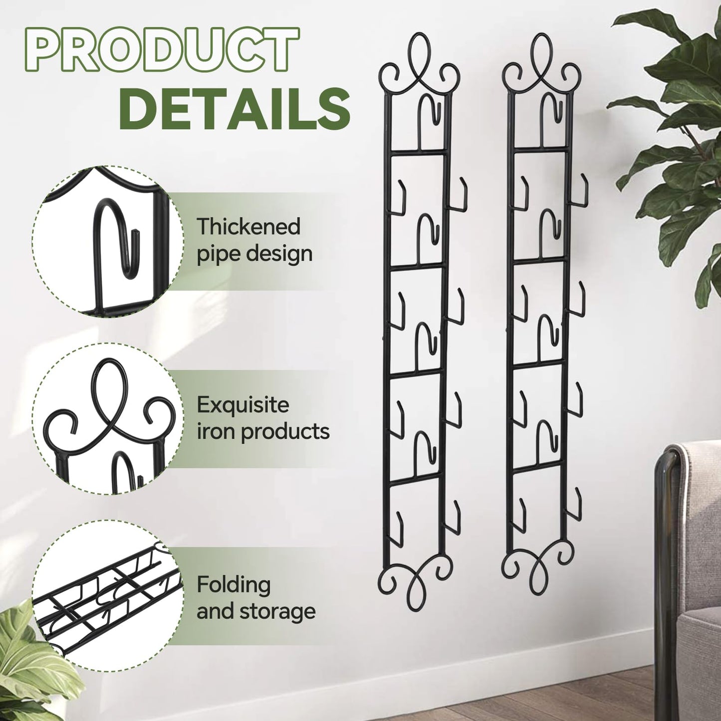 WHXGG 2 Pack Tea Cup Display Rack Vertical Wall Cup Rack Set 4 Tiers Wall Mounted Cups Plate Holder 36 x 5''Tea Cup and Saucer Display Stand for Kitchen Tearoom Restaurant Office Fits 6''Diameter