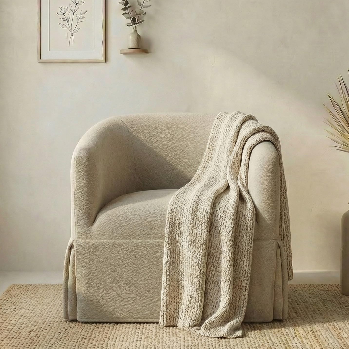 Swivel Accent Chair, 360 Degree Performance Fabric Armchair Modern Barrel Chairs Armchair for Living Room Bedroom Home and Office,Taupe