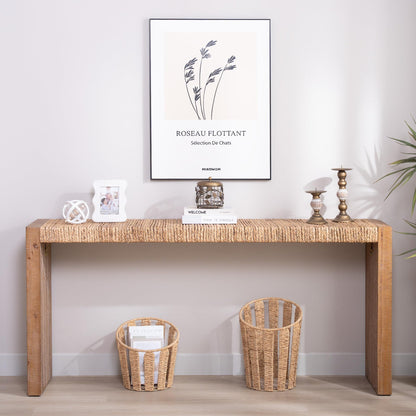 KEIKI 69" Seagrass Console Table, Handwoven Tabletop with Engineered Wood Frame – Stylish Entryway Table or Sofa Table – Versatile Hallway Accent – Natural