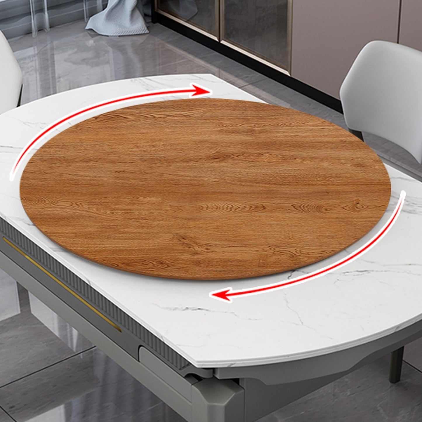 Wood Lazy Susan Rotating Turntable Organizer, Non Skid Kitchen Tray for Cabinet - 43 48 53 58 63 68cm, 73 78 83 88 93 98cm Round Charcuterie Board for Pantry, Countertop