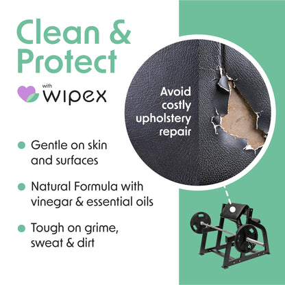 Wipex Yoga Mat Cleaner Wipes - Plant-Based Lemongrass, Eucalyptus & Vinegar Wipes for Gym & Fitness Equipment & All Purpose Gym Cleaning - Safe for Peloton Bikes & Treadmills - 400 Count