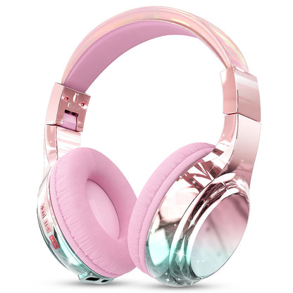 QearFun Kids Bluetooth Headphones, 60H Playtime, 74/85/94dB Safe Volume Limit, Metallic Gradient Wireless Headset with HD Mic, Fast Charging, Foldable, Wired 3.5mm Mode for School/Tablet/Travels