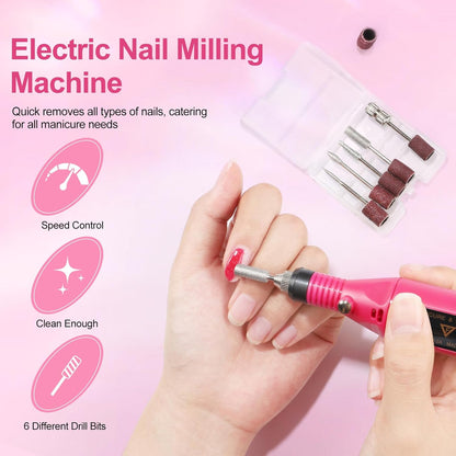 Acrylic Nail Kit with Drill and U V Light, Professional Acrylic Nail Kits with Everything 3PC Powder 24PC Glitter 200Pcs Nail Tips Nails Art Decoration DIY Home Salon