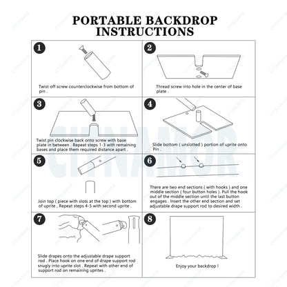 Pipe and Drape Adjustable Uprights, Crossbars,Bases & Hangers - Drape Systems for Backdrops, Trade Shows, Events, Photo Booths and Decorations by CITNAMOR (10' Tall x 10' Wide Kit)