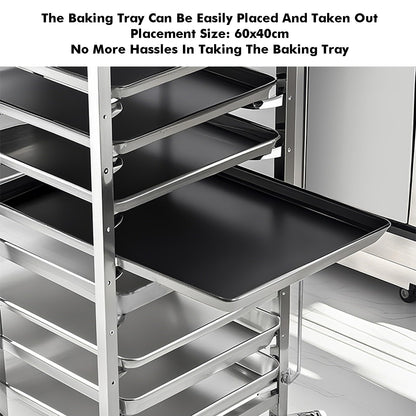 Rolling Baking Pan Speed Rack, Heavy-Duty For Bread Proofing And Storage, Suitable For Bakeries, Commercial Kitchens