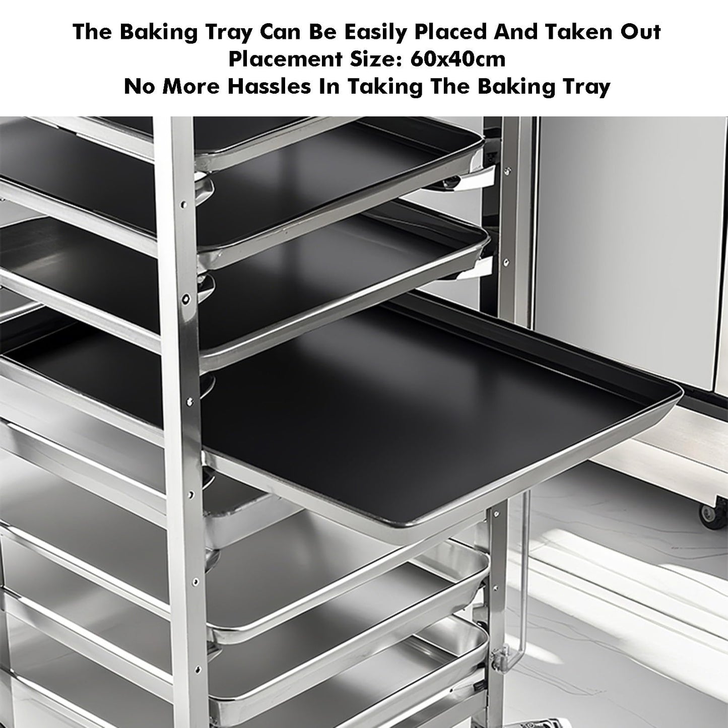 GenSDH 15-Tier Heavy Duty Rack with Wheels, Stainless Steel Baking Tray Storage Trolley for Commercial Kitchen, Bakery, Food Service Organization