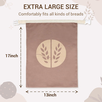 NATURALLY WRAPPED (2 Pack) Reusable Beeswax Bread Bags for Homemade Bread Extra Thick Cotton, XL Natural Cotton Beeswax