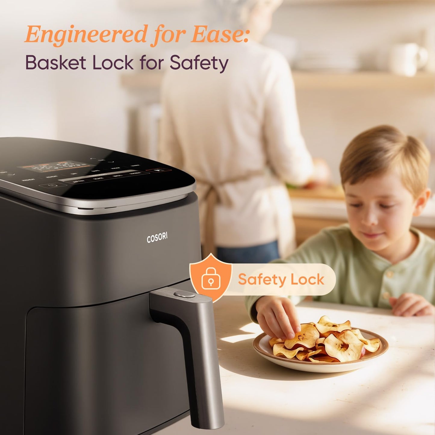 Cosori 9-in-1 TurboBlaze Air Fryer 6 Qt, PFAS-Free Ceramic Coating, 90°–450°F, Precise Heating for Even Results, Air Fry, Roast, Bake, Broil, Dry, Frozen, Proof, Reheat, Keep Warm, 120V, Dark Gray