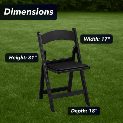 Zedfire Set of 8, Black Resin Folding Chairs with Vinyl Seat, Commercial Event Chairs, Foldable Chair for for Party, Wedding, Picnic, Indoor/Outdoor use