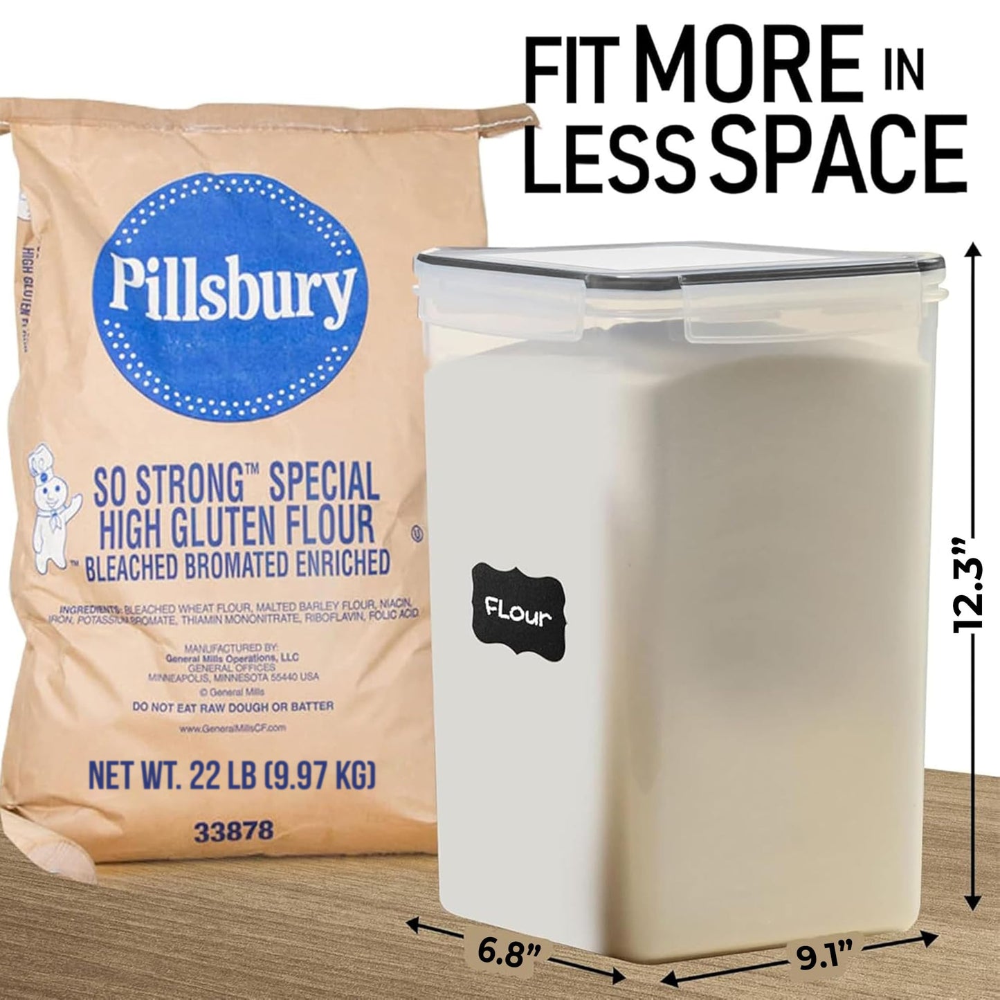 WHITE FEATHER SUPPLIES 8.5L/287Oz Extra Large Airtight Food Storage Containers (2 PC) with Lids, Kitchen and Pantry Organization Containers for Baking Supplies, Cereal, Flour, Sugar, Rice (BPA Free)