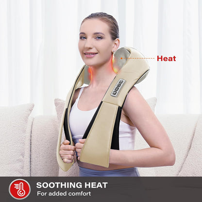 Neck Back Massager, Shiatsu Neck and Shoulder Massager with Heat, 3D Deep Tissue Kneading Massager Electric Massager for Shoulder, Back, Leg Muscle Pain Relief, Home & Office Use (Black)