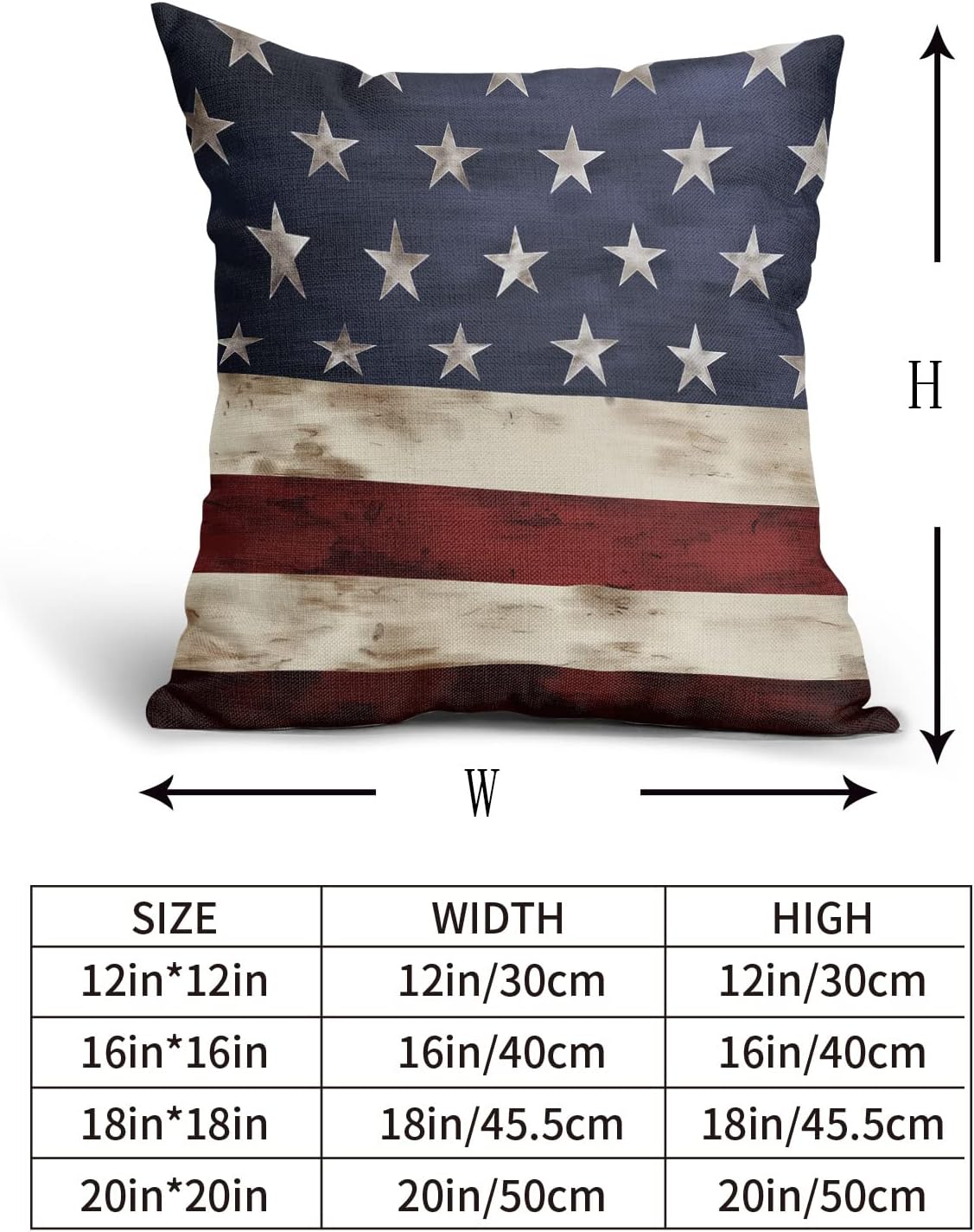 Independence Day American Flag Throw Pillow Covers, Set of 2, 18X18 Inches, Patriotic Stripes for Home Decor