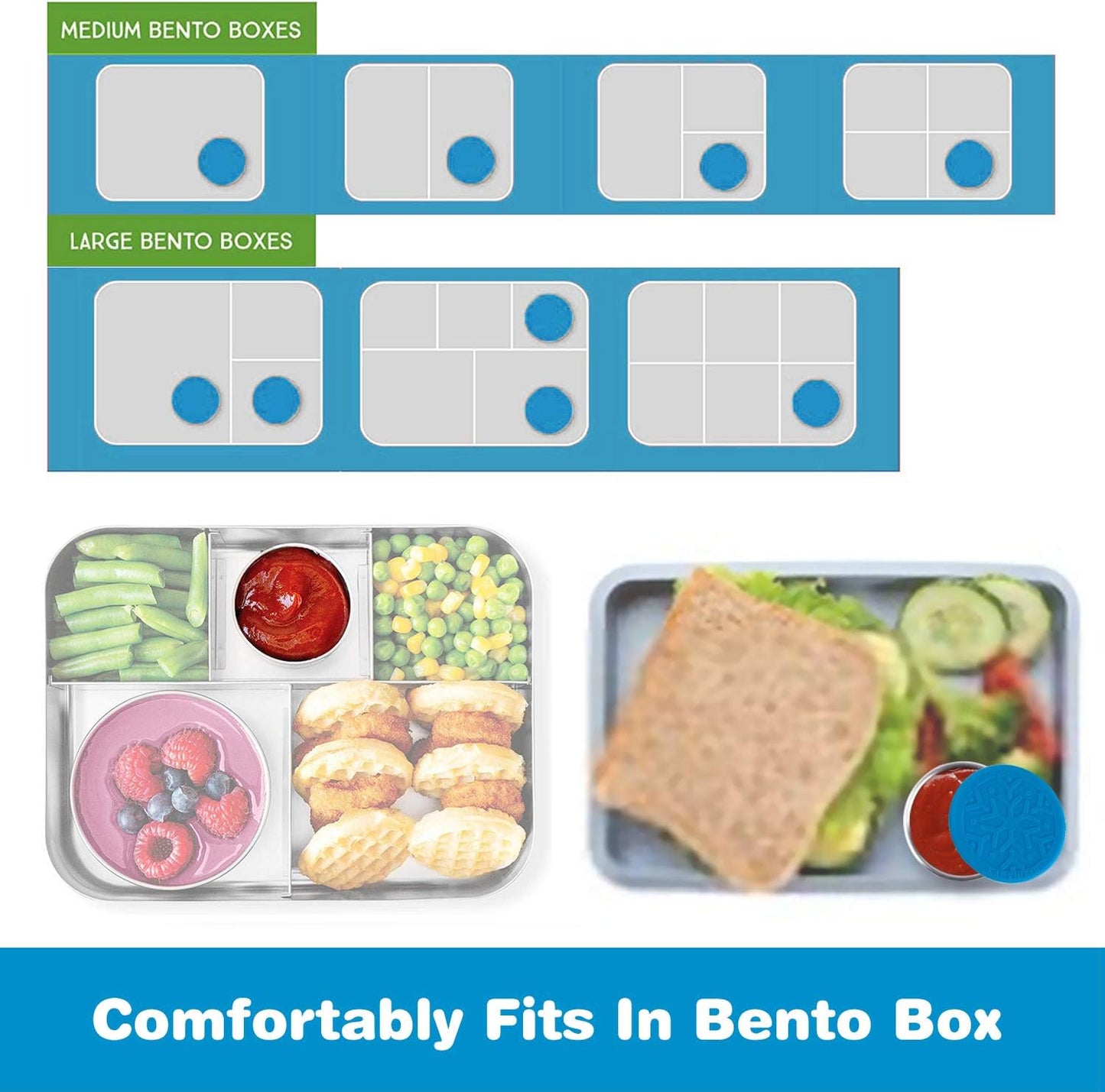 LALASTAR Stainless Steel Condiment Containers with Lids, Leakproof Reusable Lunch Bento Box Sauce Container (4x1.6oz,