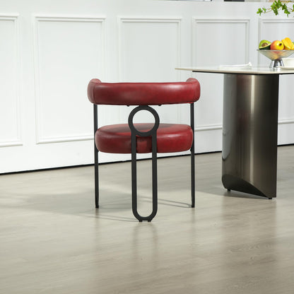 House Hold Contemporary Designed Chenille Fabric Upholstered Accent,Dining Chair,Barrel Side Chairs Kitchen Armchair for Living Room Set of 1 (Wine Red PU)